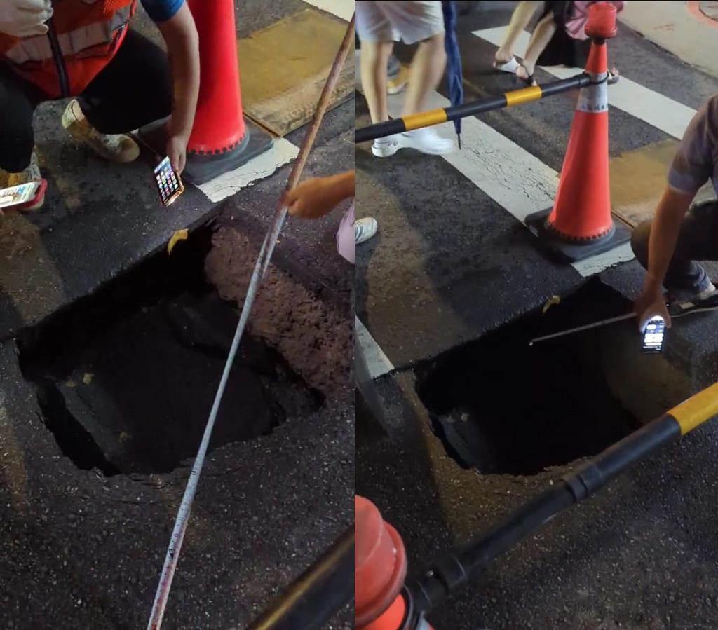 男子驾车遇天坑喷土，惊魂一刻的现场实录